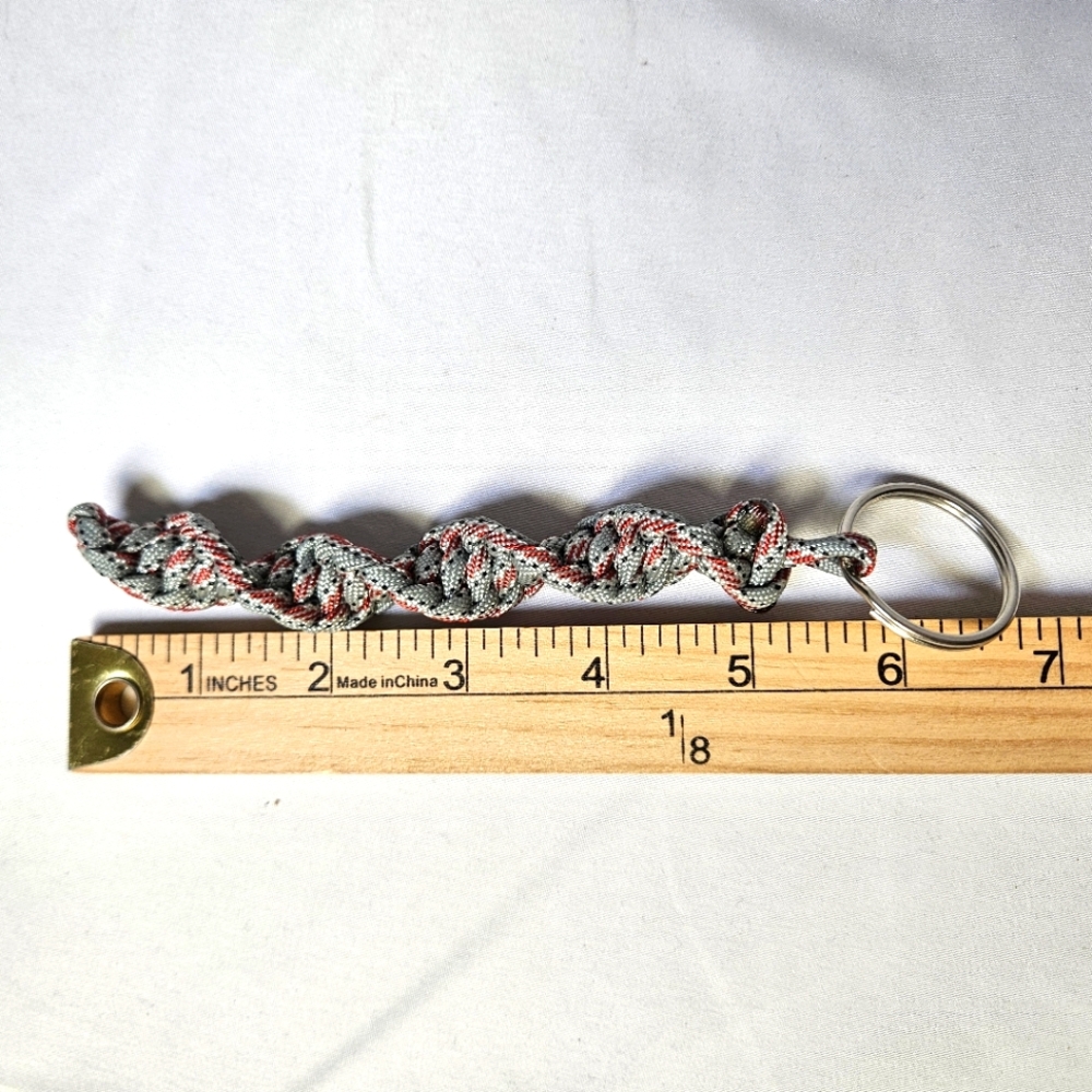 Handmade Paracord Red Grey Keychain‎